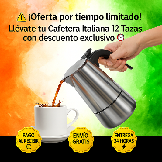 ☕ ¡Siente el aroma del café perfecto cada mañana! — Cafetera Italiana de 12 Tazas 🇮🇹✨