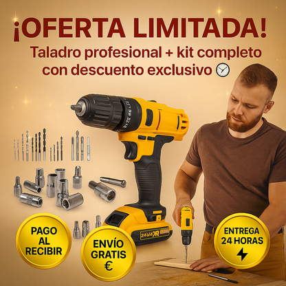 💪 ¡Potencia, precisión y autonomía total! — Taladro Eléctrico con 2 baterías y 24 piezas 🔧
