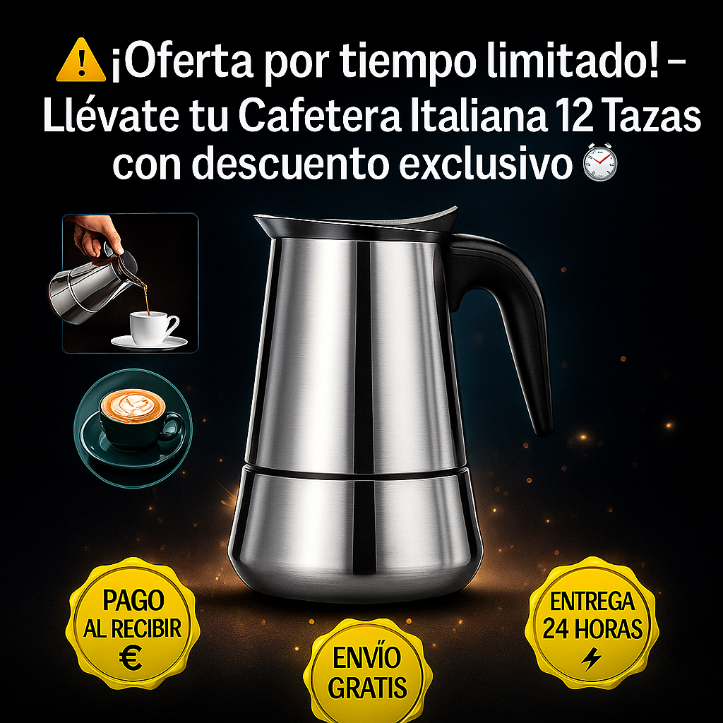 ☕ ¡Siente el aroma del café perfecto cada mañana! — Cafetera Italiana de 12 Tazas 🇮🇹✨