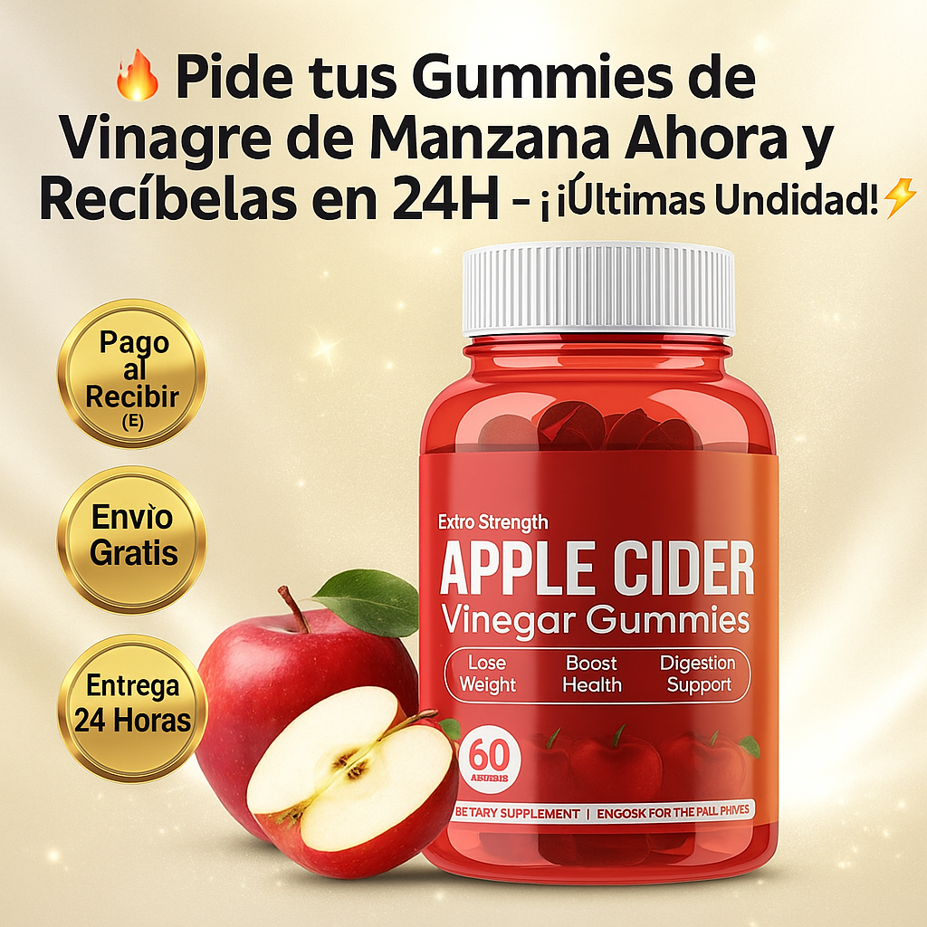 🔥 Gummies de Vinagre de Manzana – Adelgaza, Desintoxica y Aumenta tu Energía con 1 Porción al Día 🍏