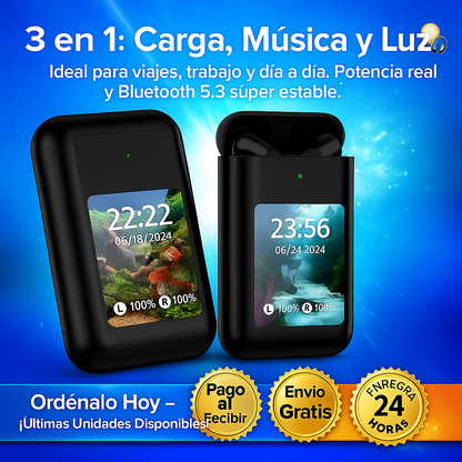 🎧 Powerbank Inteligente 👉 Auriculares TWS + Pantalla LCD + Linterna 💥