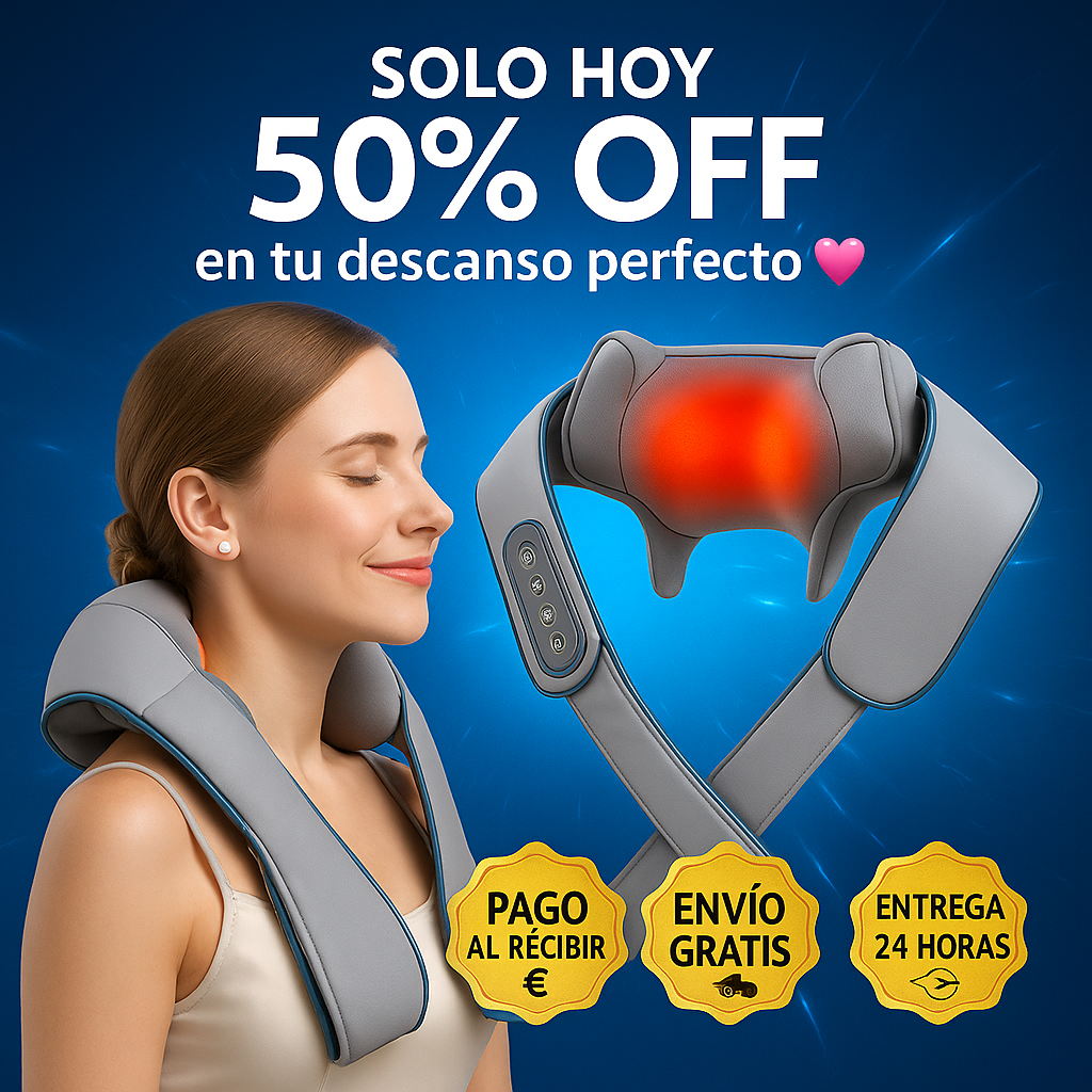 💆‍♀️ Masajeador de Cuello y Hombros 5D   Tu spa portátil — Alivio instantáneo 😍