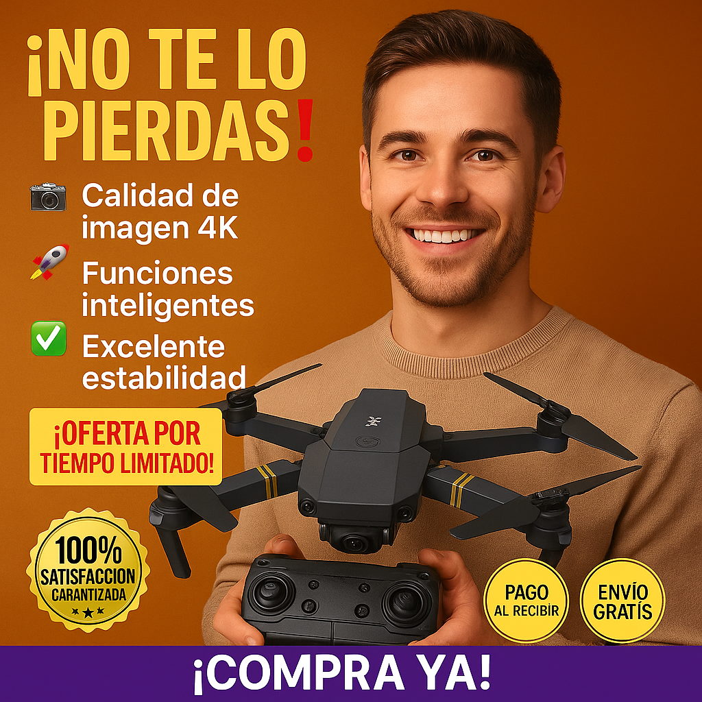 🚀 ¡Graba en 4K como un profesional! Doble cámara, vuelo estable y maletín GRATIS 🎒 🔥 Solo por tiempo limitado — ¡Aprovecha ahora!