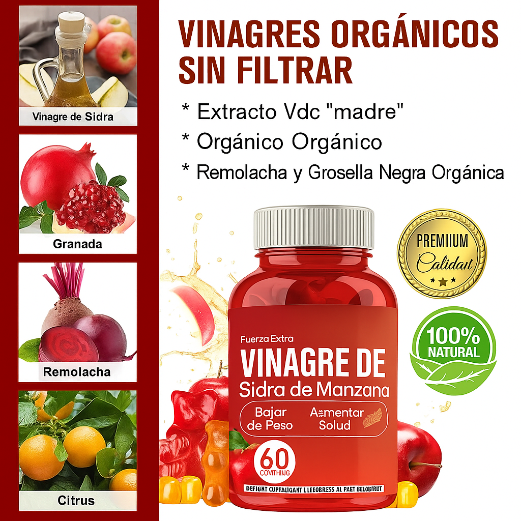 🔥 Gummies de Vinagre de Manzana – Adelgaza, Desintoxica y Aumenta tu Energía con 1 Porción al Día 🍏