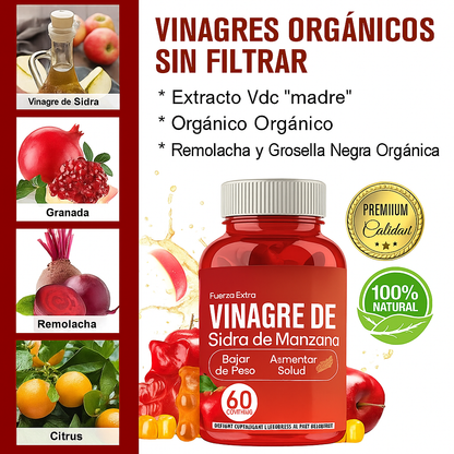 🔥 Gummies de Vinagre de Manzana – Adelgaza, Desintoxica y Aumenta tu Energía con 1 Porción al Día 🍏