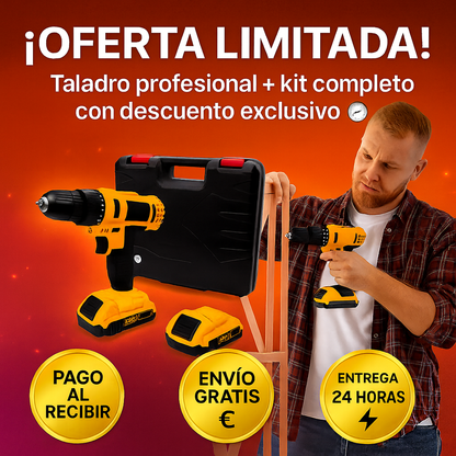 💪 ¡Potencia, precisión y autonomía total! — Taladro Eléctrico con 2 baterías y 24 piezas 🔧